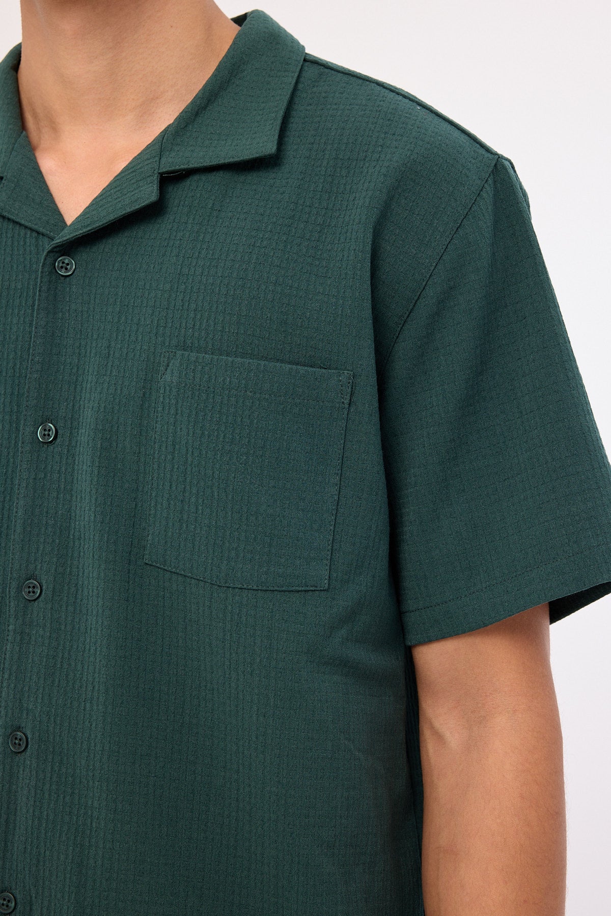 Common Need Mykonos Waffle Resort Shirt Dark Green - Image 6