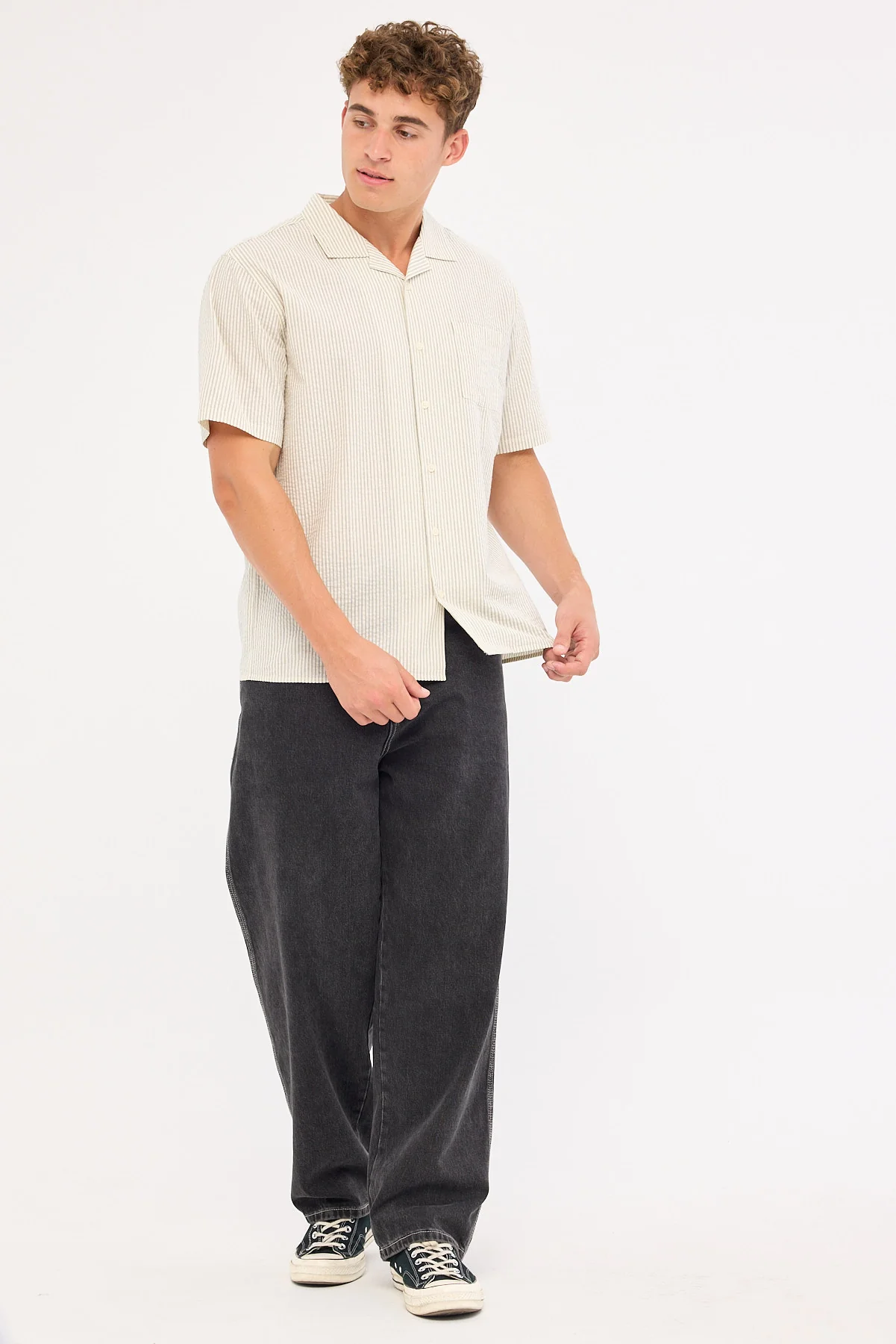 Common Need Myles Resort Shirt Off White/ Black Stripe - Image 2