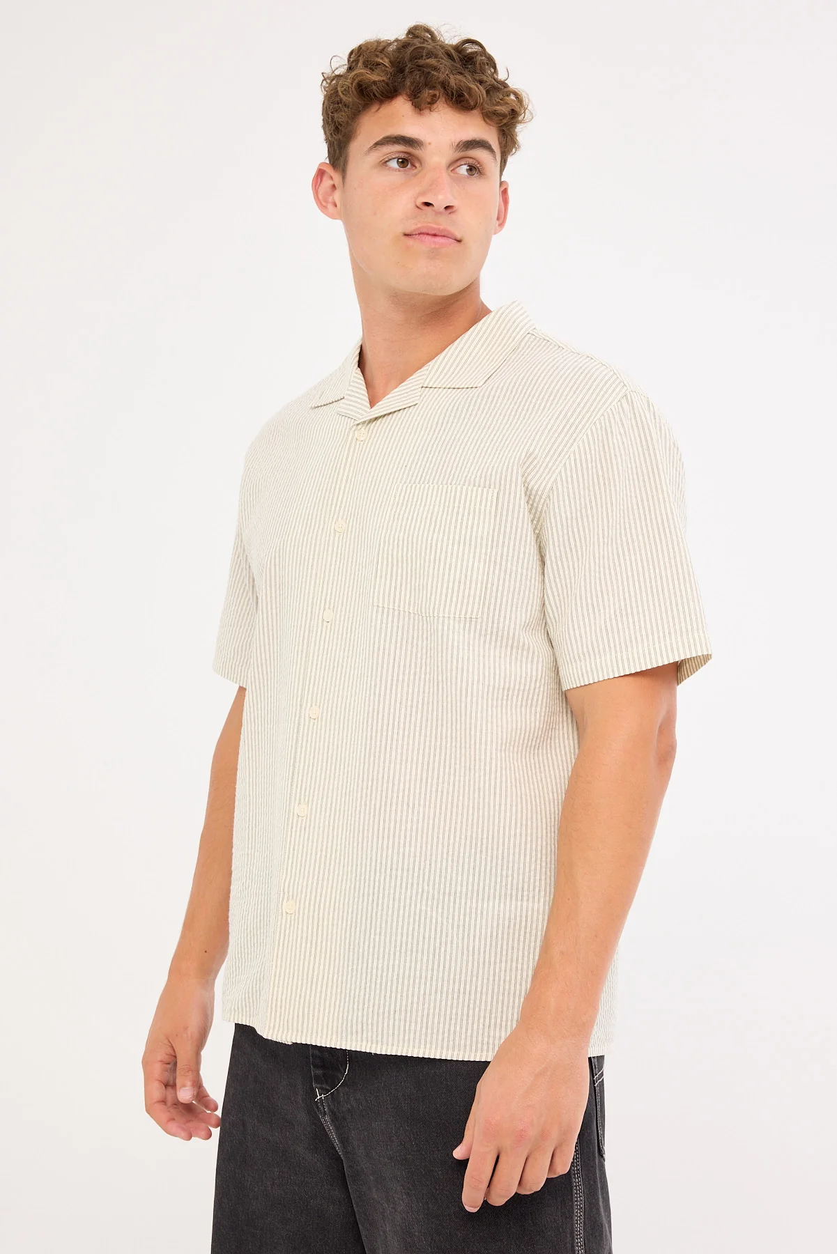 Common Need Myles Resort Shirt Off White/ Black Stripe - Image 3