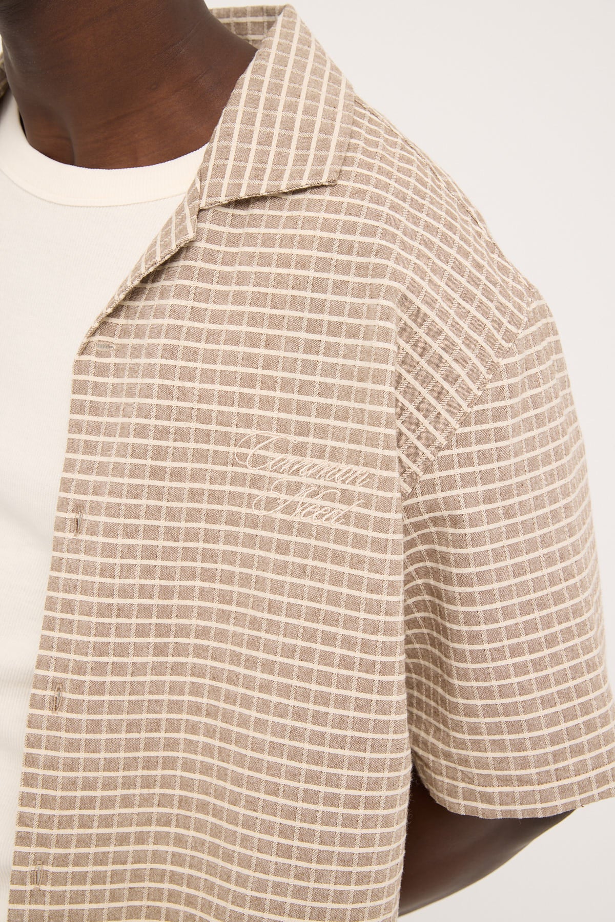 Common Need Niko Boxy Resort Shirt Brown Check - Image 2