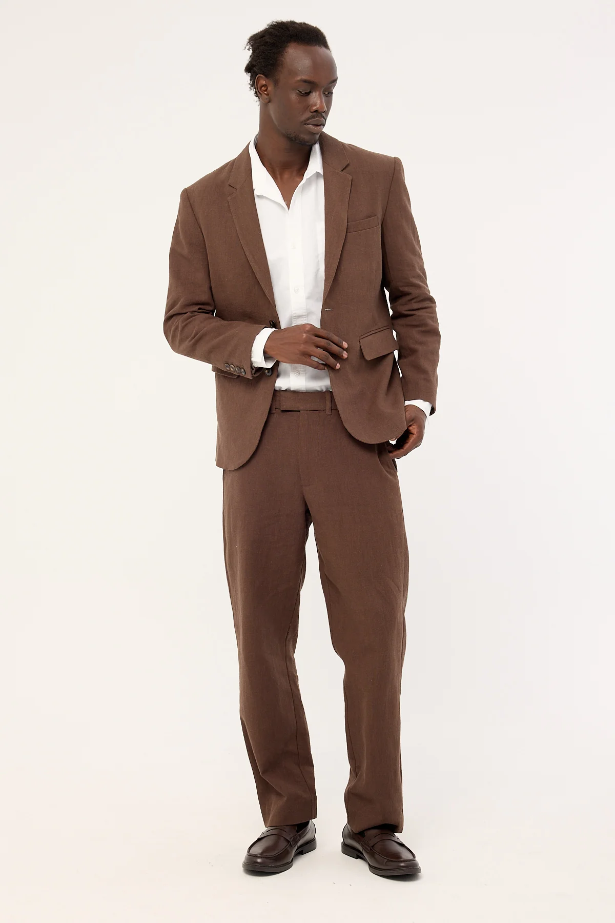 Common Need Oliver Classic Linen Blazer Brown - Image 2