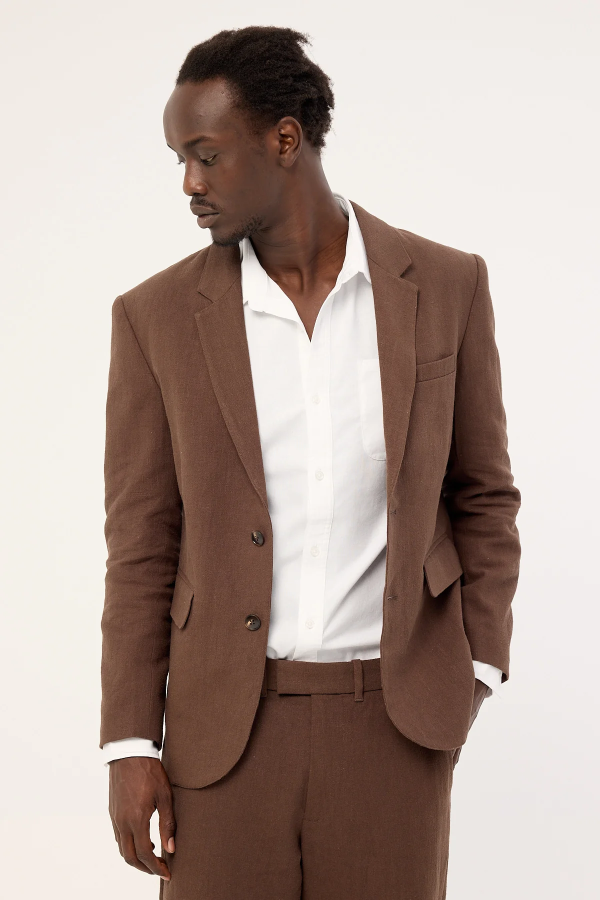 Common Need Oliver Classic Linen Blazer Brown - Image 3