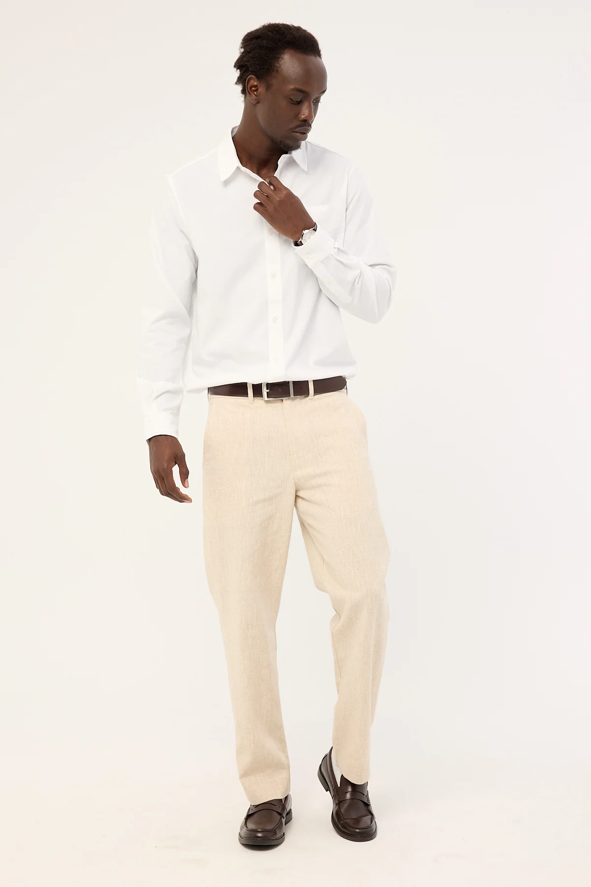 Common Need Oliver Classic Linen Tailored Trouser Natural - Image 7