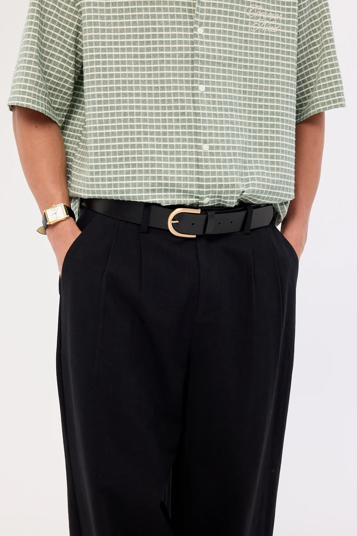 Common Need Path Slim Leather Belt Black - Image 3