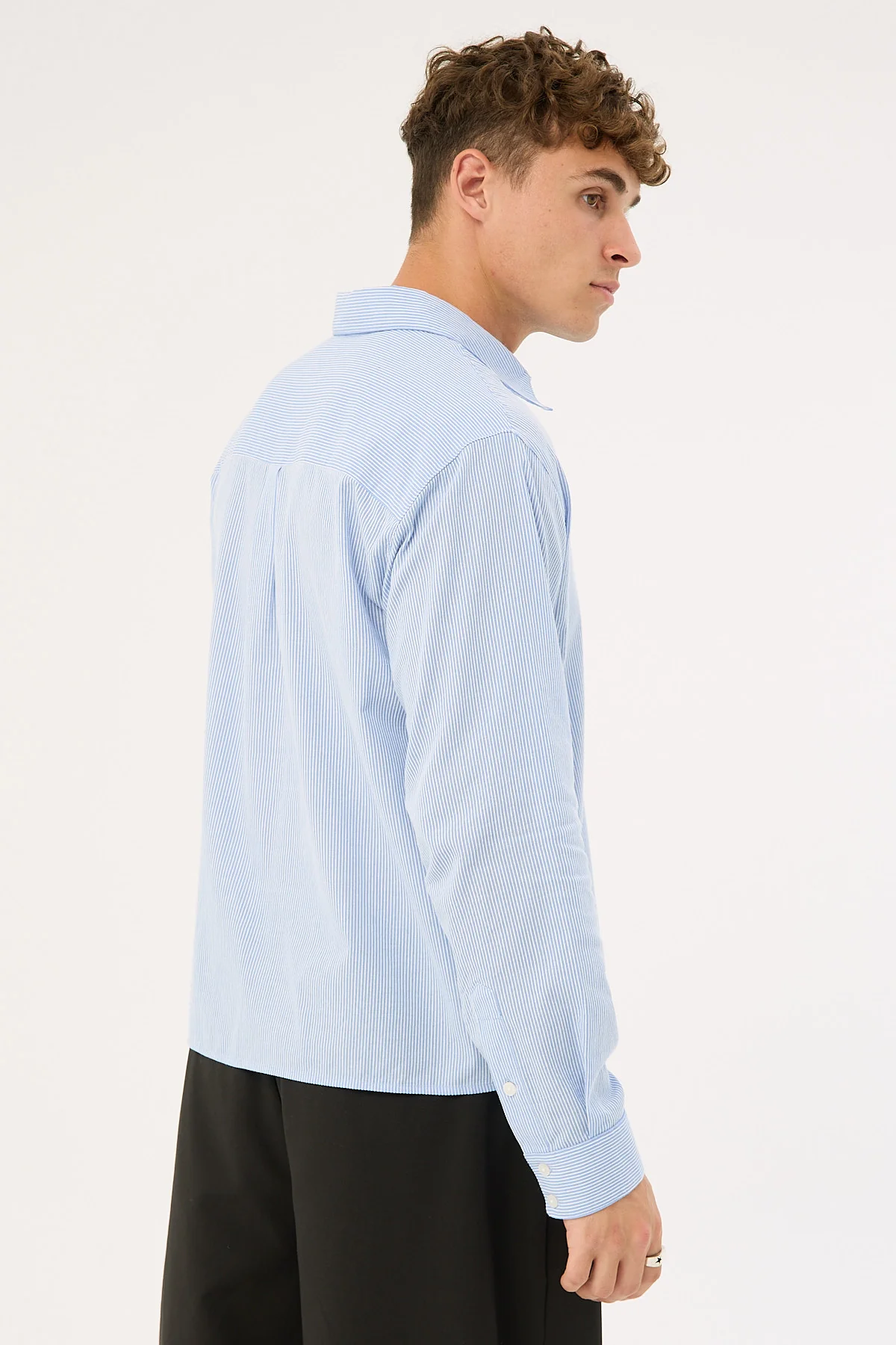 Common Need Pathfinder Boxy Long Sleeve Shirt Blue/White Stripe - Image 6