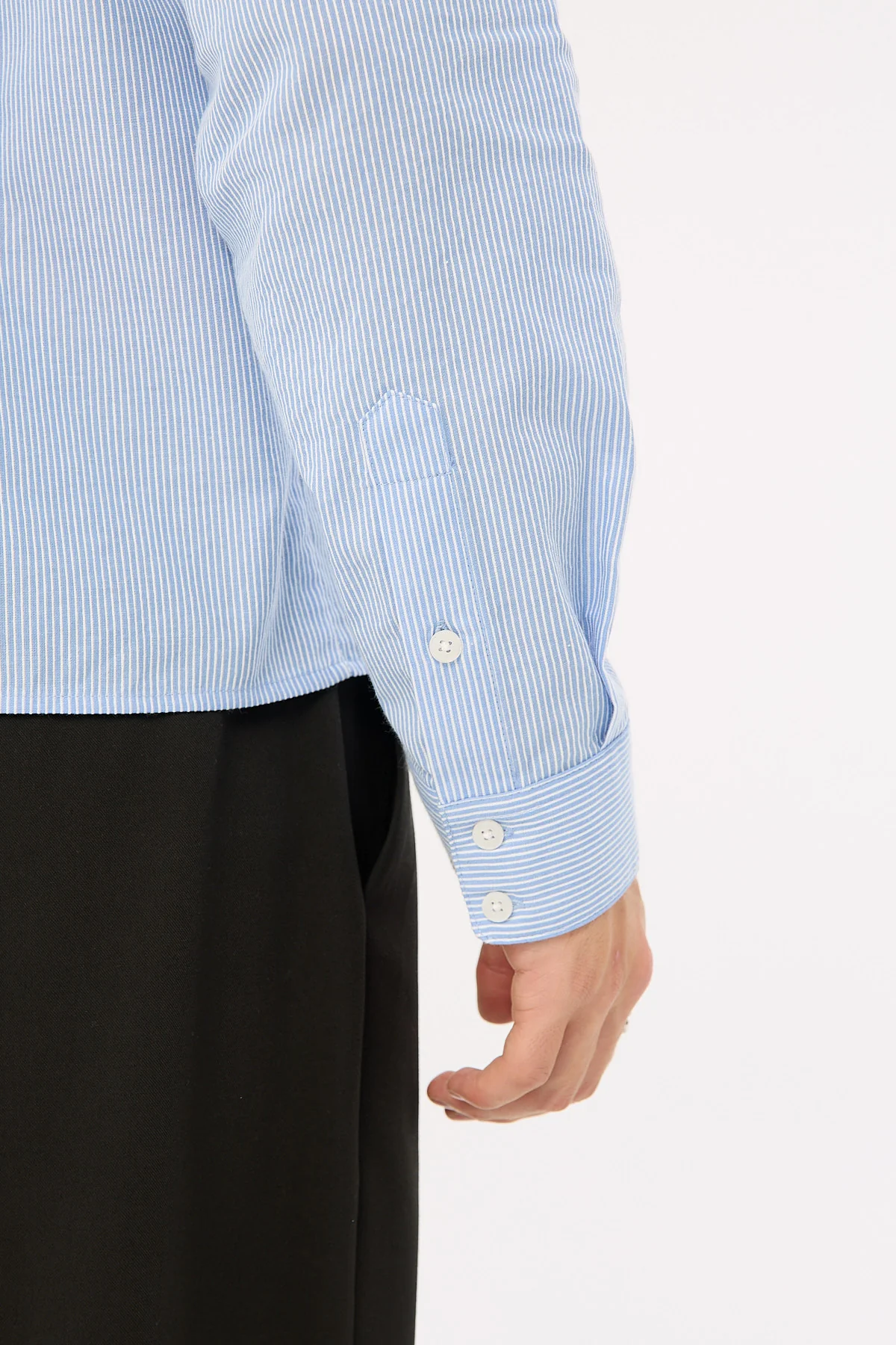 Common Need Pathfinder Boxy Long Sleeve Shirt Blue/White Stripe - Image 7