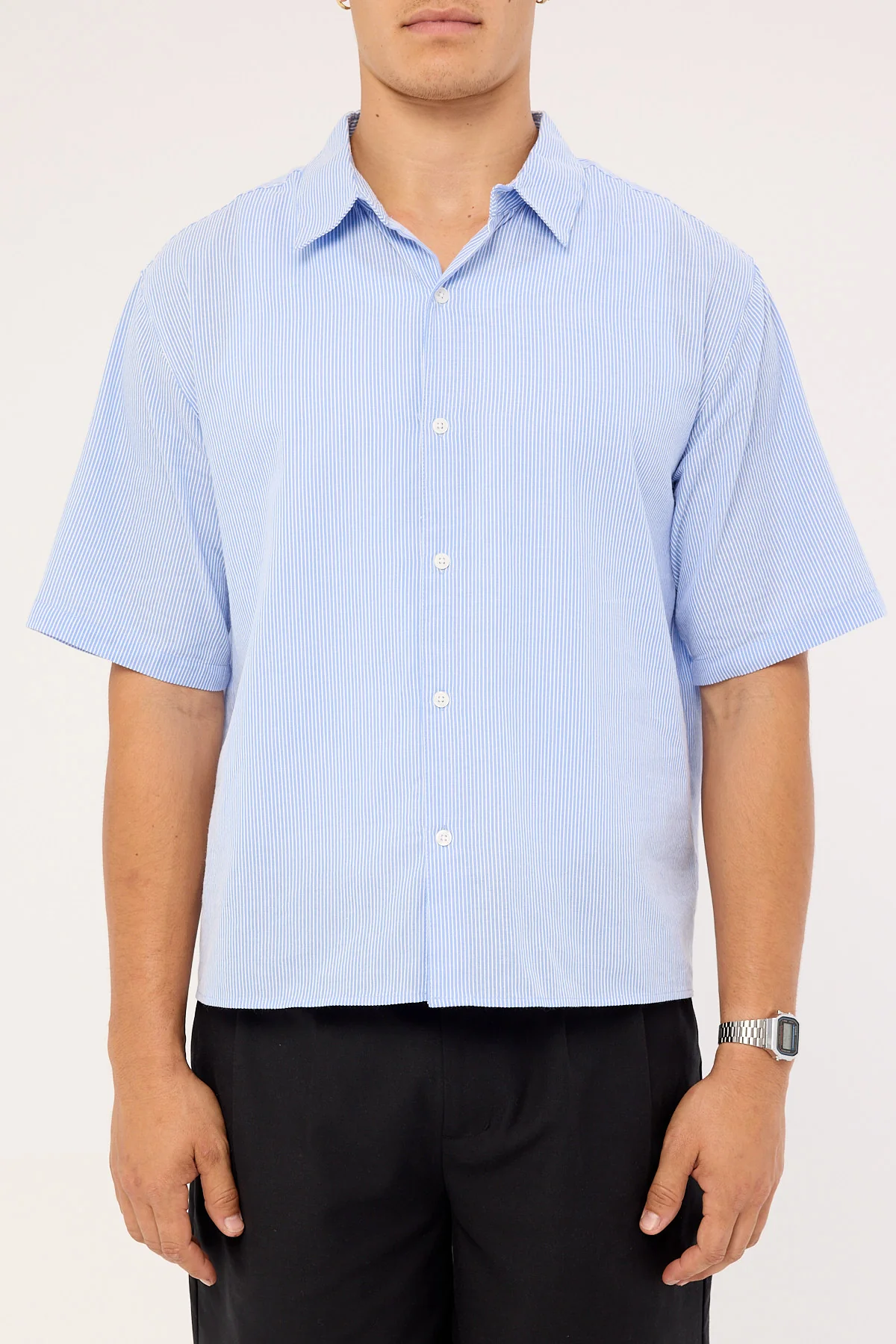 Common Need Pathfinder Boxy Shirt Blue Stripe - Image 7