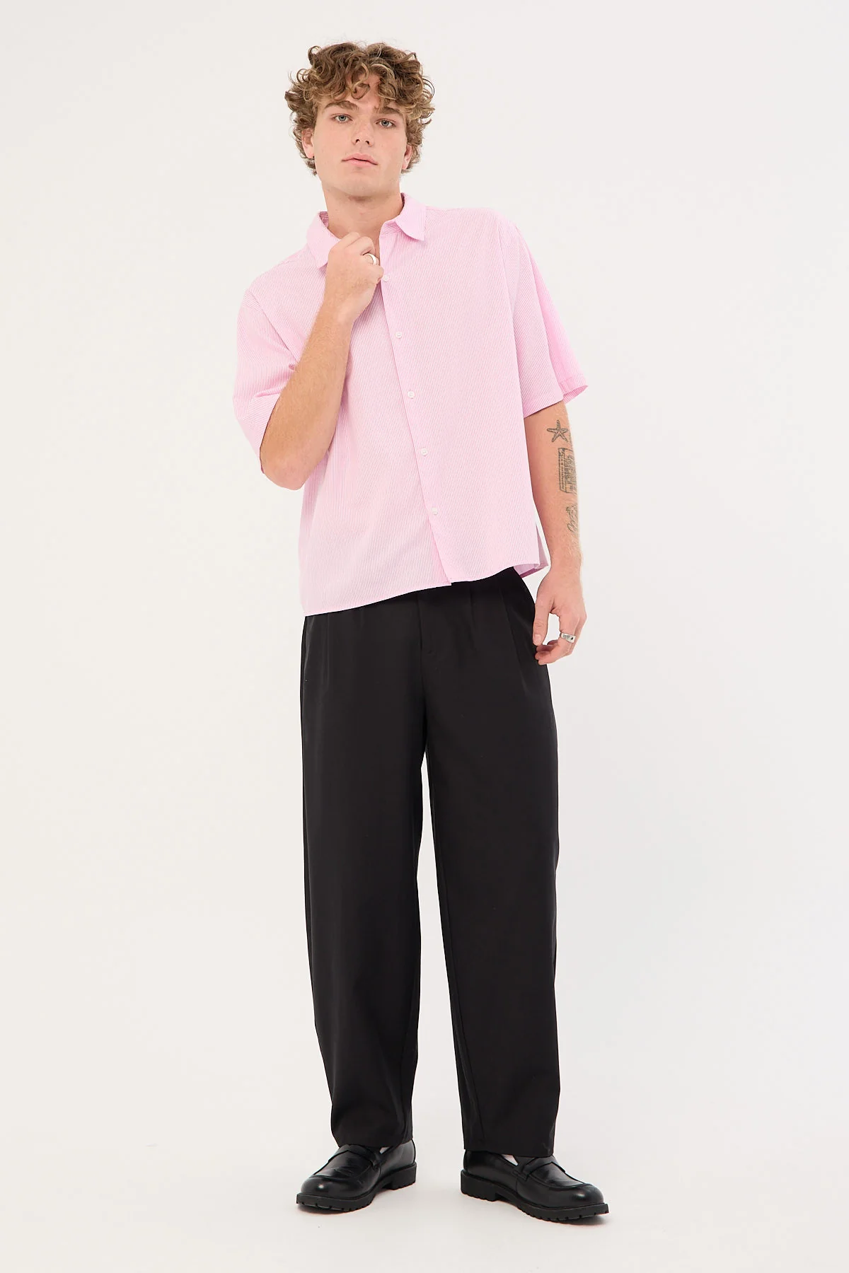 Common Need Pathfinder Cropped Boxy Shirt Pink Stripe - Image 4