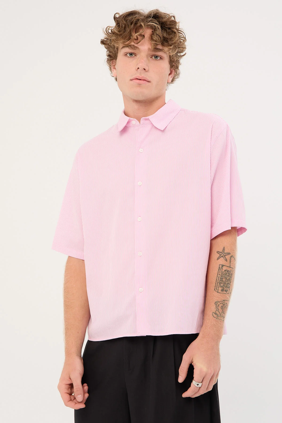 Common Need Pathfinder Cropped Boxy Shirt Pink Stripe - Image 5