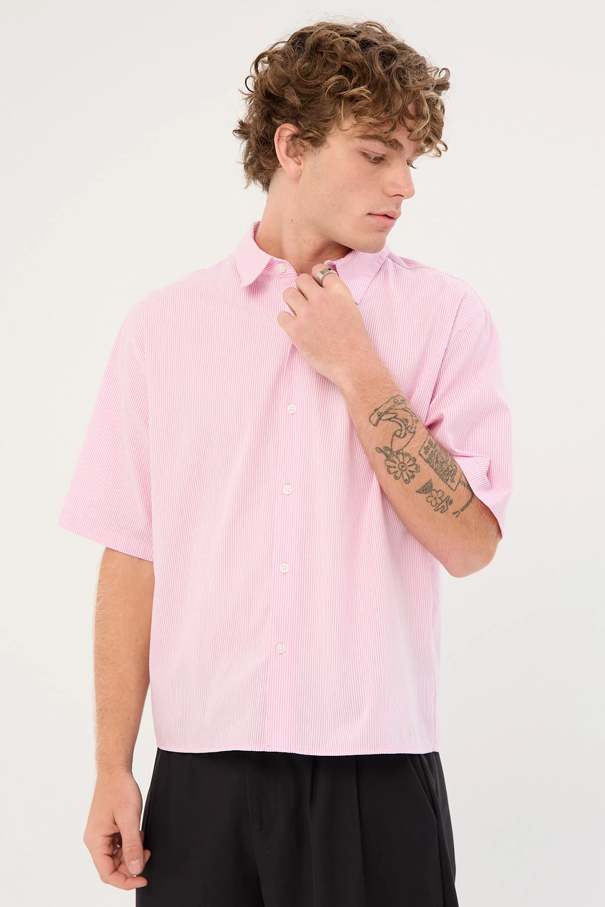 Common Need Pathfinder Cropped Boxy Shirt Pink Stripe - Image 6