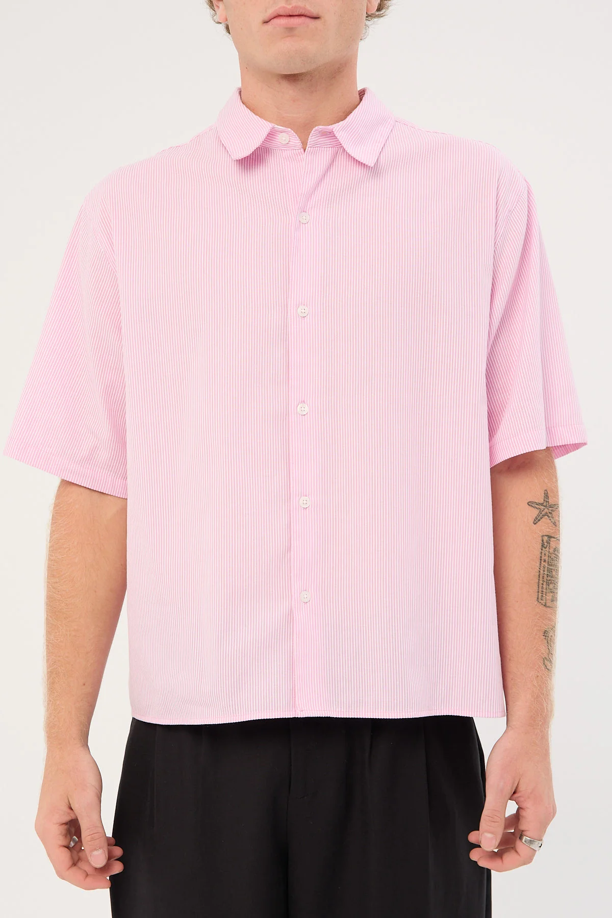 Common Need Pathfinder Cropped Boxy Shirt Pink Stripe - Image 9