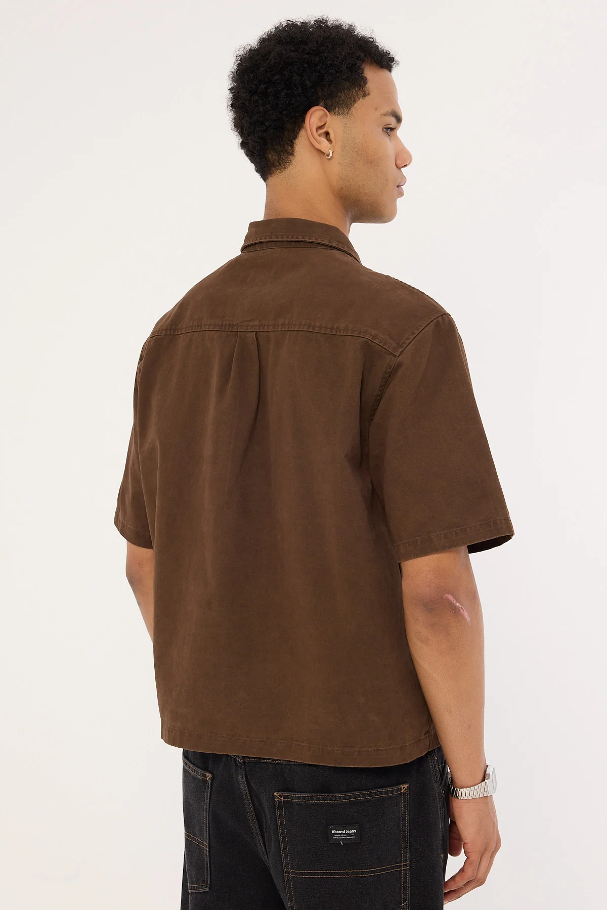 Common Need Percival Boxy Cropped Shirt Washed Brown - Image 6