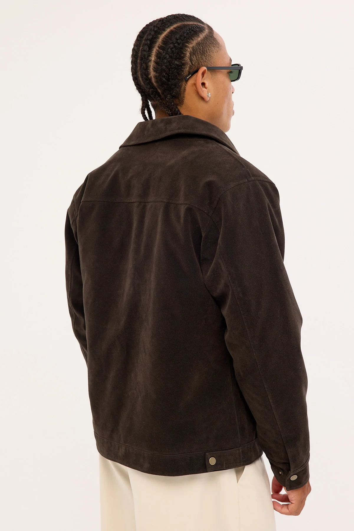 Common Need Pilot PU Suede Leather Jacket Brown - Image 4