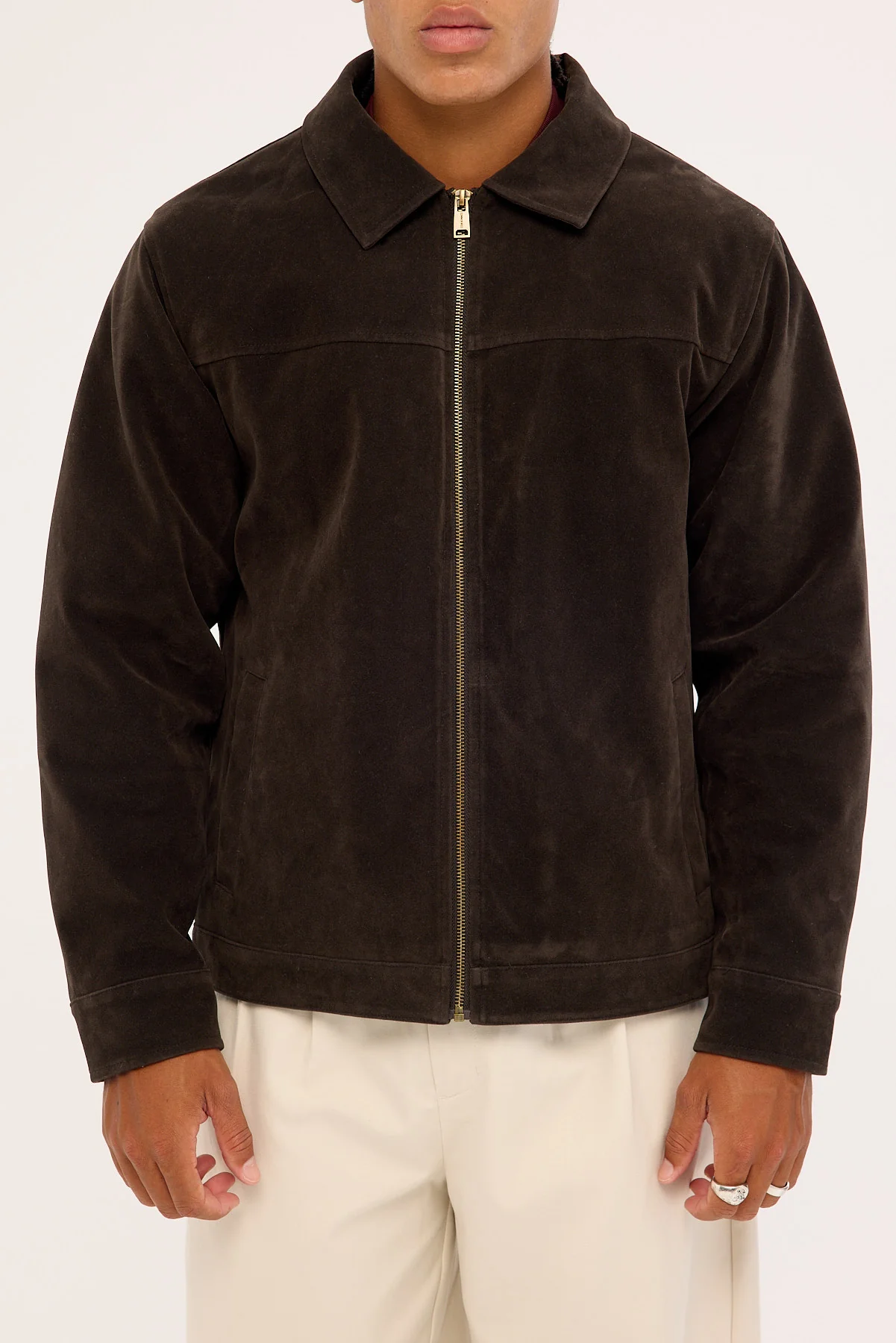 Common Need Pilot PU Suede Leather Jacket Brown - Image 5