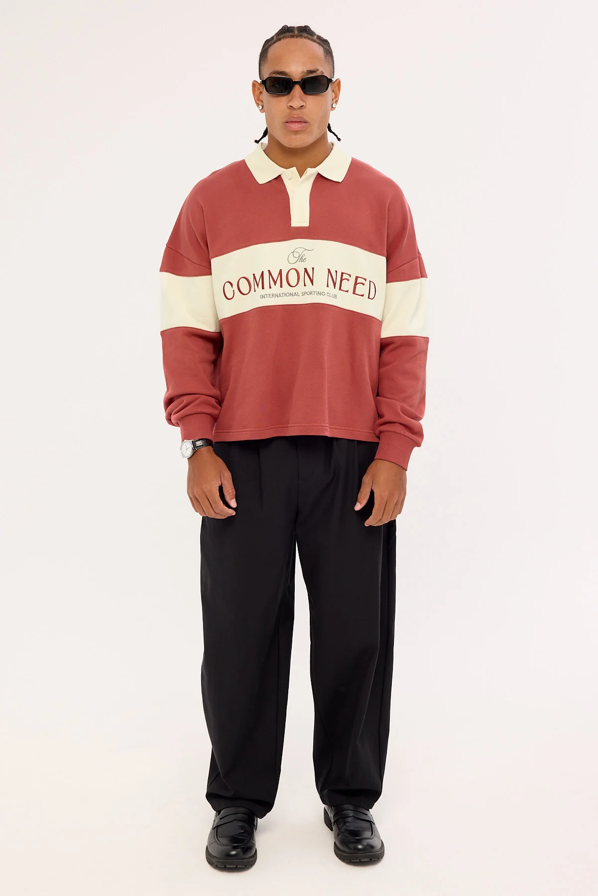 Common Need Premier Cropped Rugby Shirt Vintage Red - Image 2