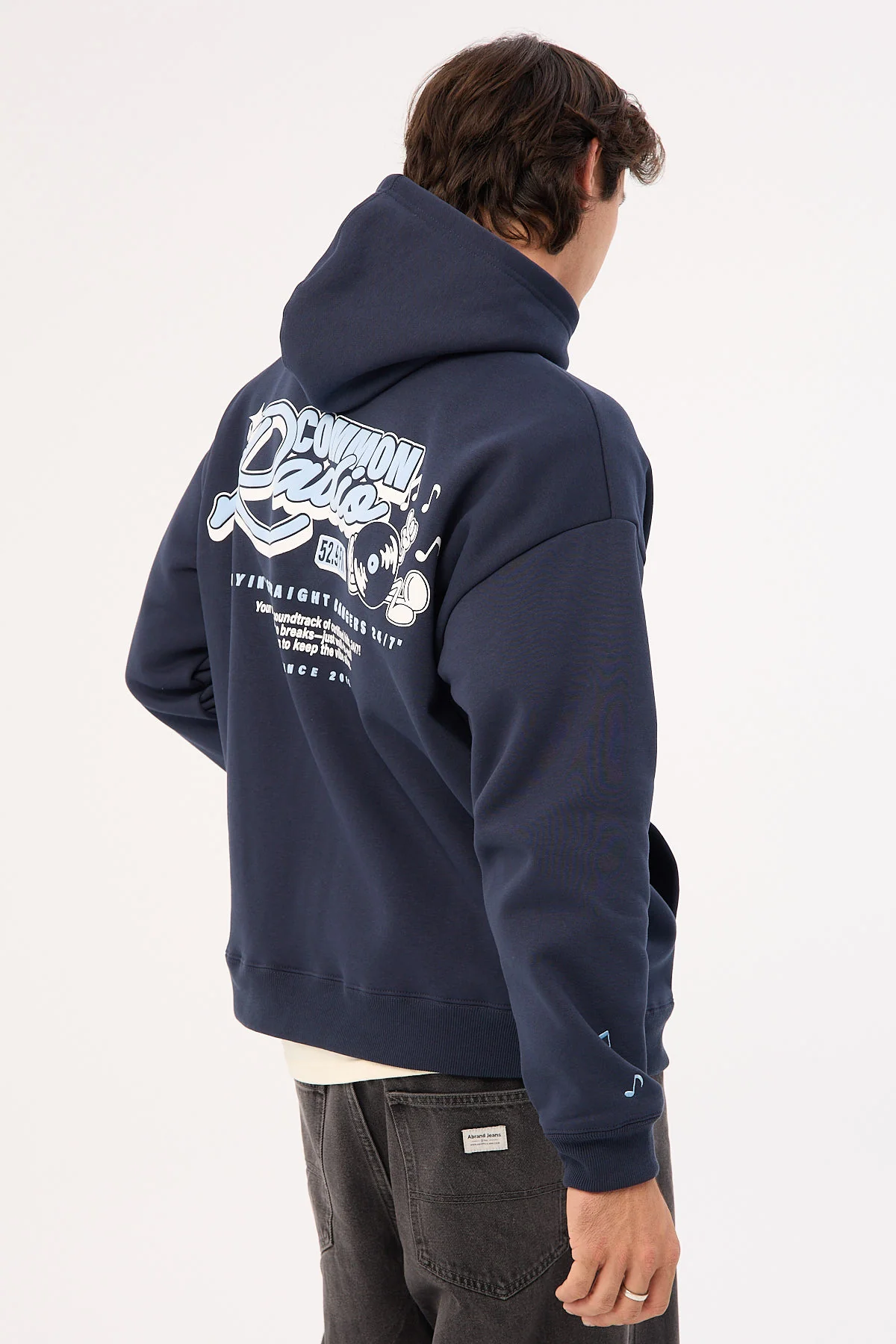 Common Need Radio Boxy Hoodie Navy - Image 5