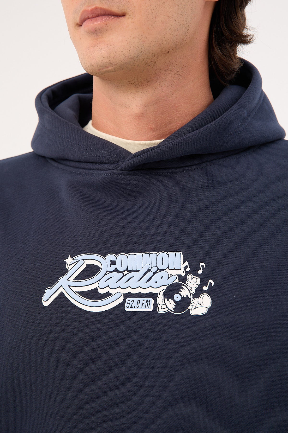Common Need Radio Boxy Hoodie Navy - Image 6
