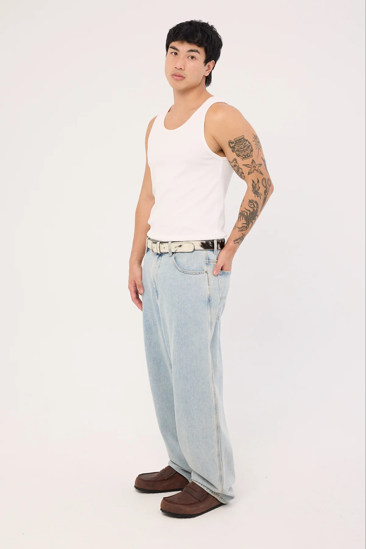 Common Need Rancher Belt White/Brown Cow Print - Image 4