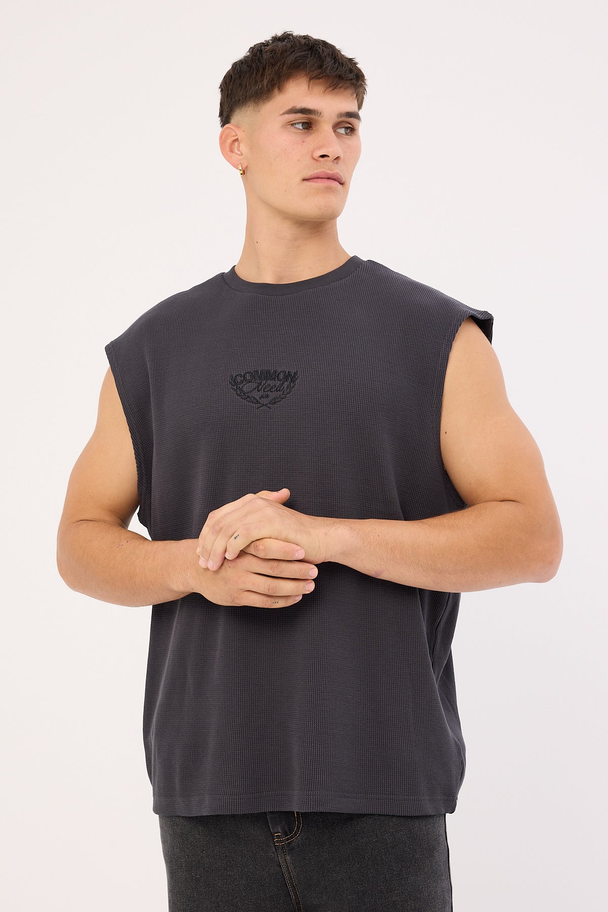 Common Need Refine Waffle Muscle Tank Asphalt