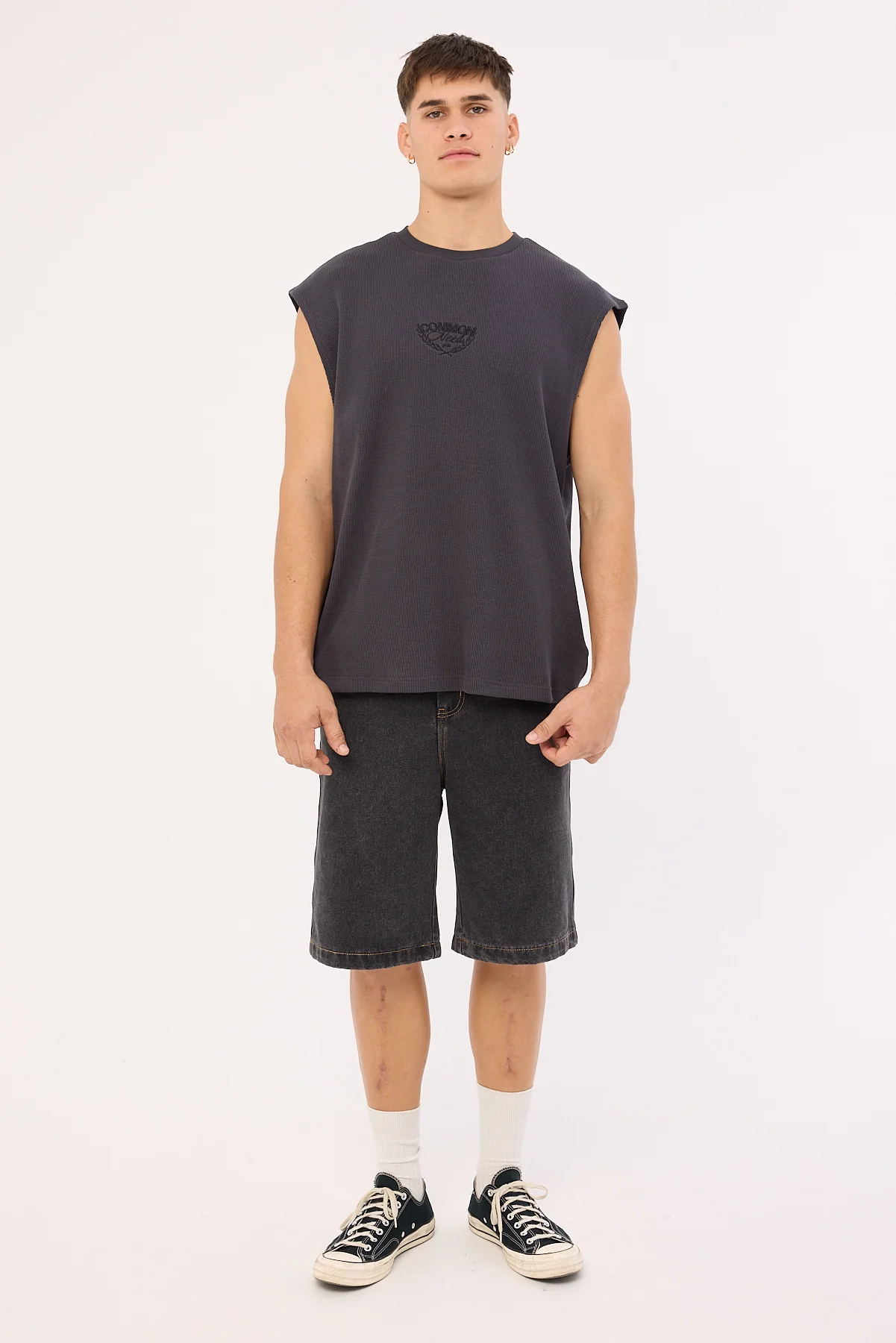Common Need Refine Waffle Muscle Tank Asphalt - Image 2