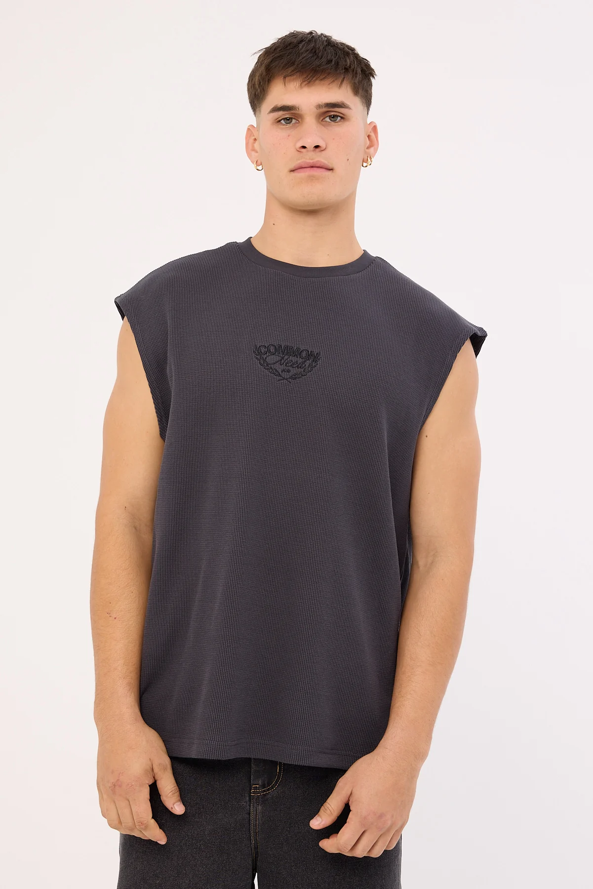 Common Need Refine Waffle Muscle Tank Asphalt - Image 3