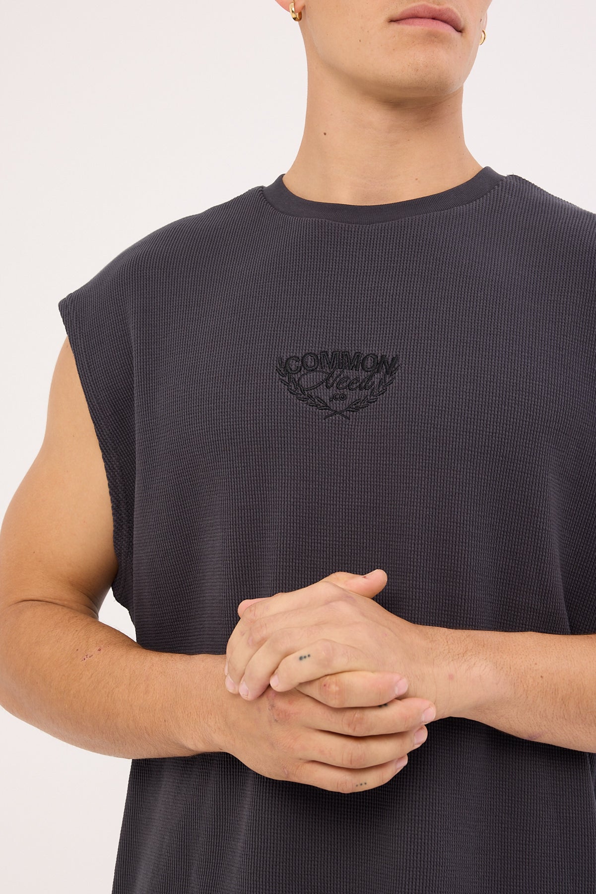 Common Need Refine Waffle Muscle Tank Asphalt - Image 4