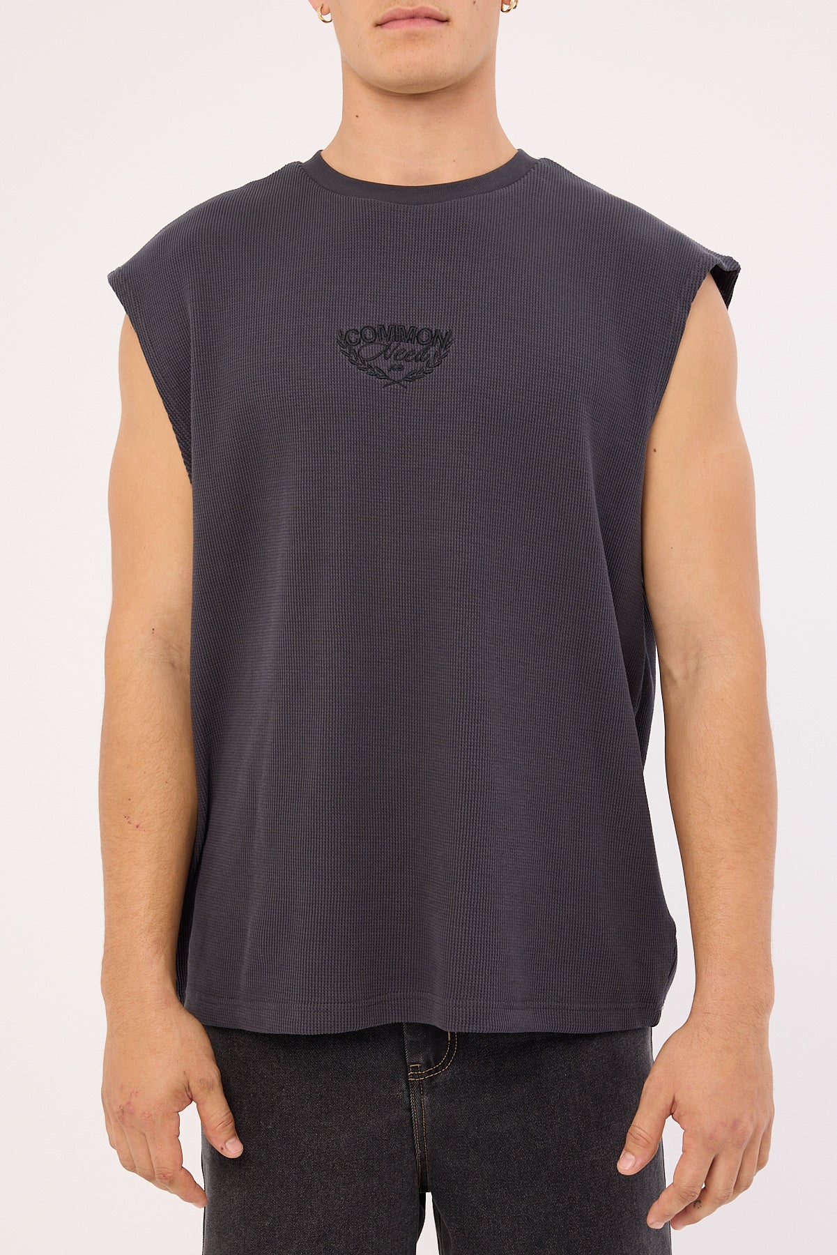 Common Need Refine Waffle Muscle Tank Asphalt - Image 7