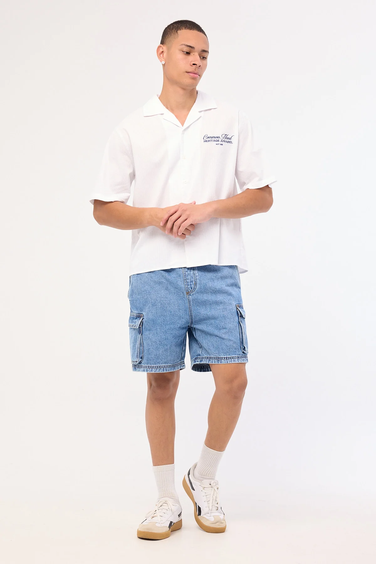 Common Need Relaxed Cargo Short Belmont Blue Denim