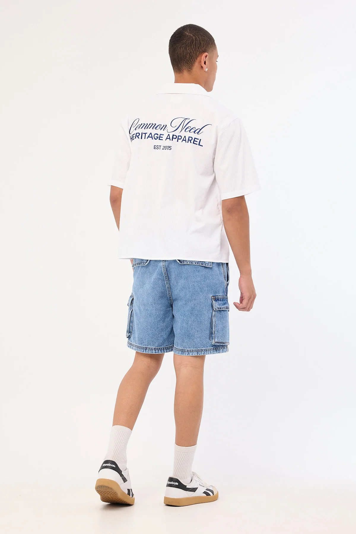 Common Need Relaxed Cargo Short Belmont Blue Denim - Image 5