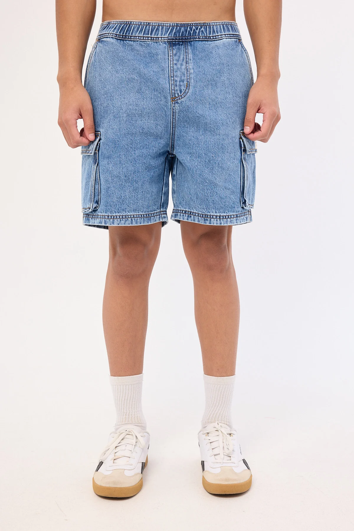 Common Need Relaxed Cargo Short Belmont Blue Denim - Image 7