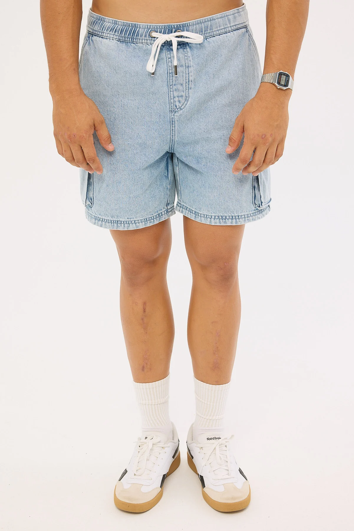 Common Need Relaxed Cargo Short Light Blue Denim - Image 8