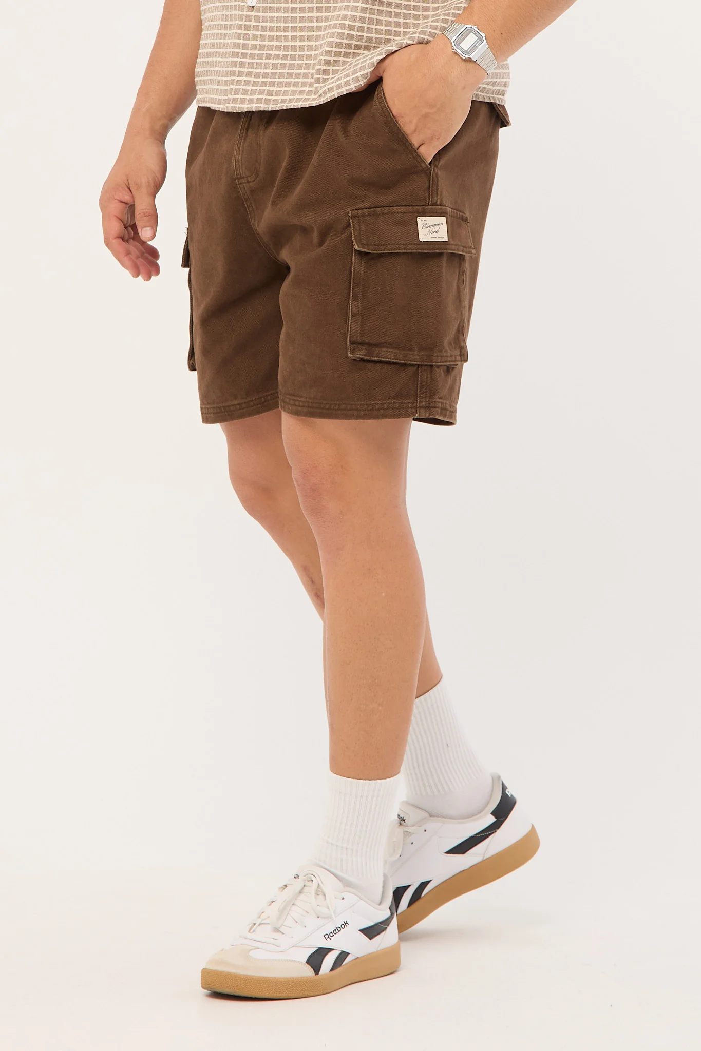 Common Need Relaxed Cargo Short Washed Brown - Image 4