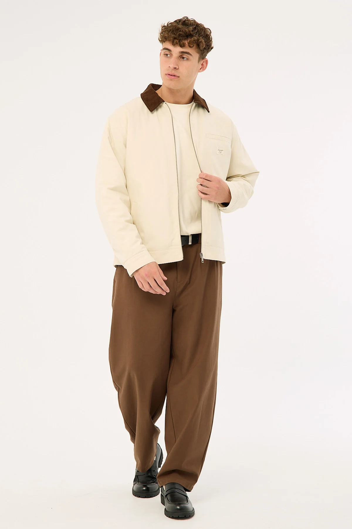 Common Need Ridgeway Harrington Jacket Off White/Brown - Image 2