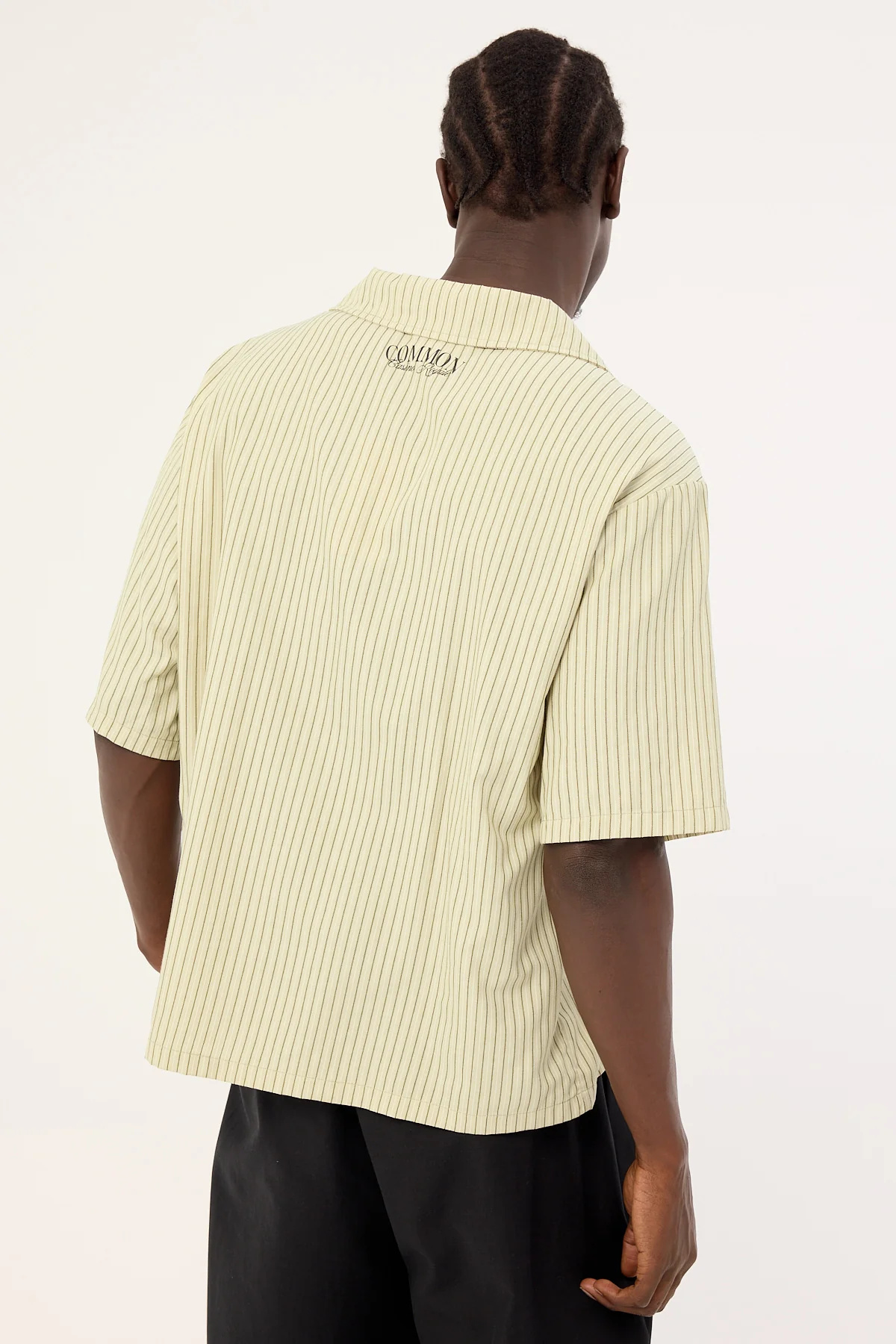 Common Need Royale Boxy Cropped Resort Shirt Sage Stripe - Image 6