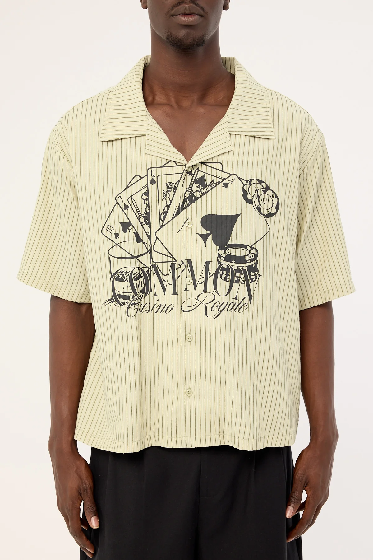 Common Need Royale Boxy Cropped Resort Shirt Sage Stripe - Image 8