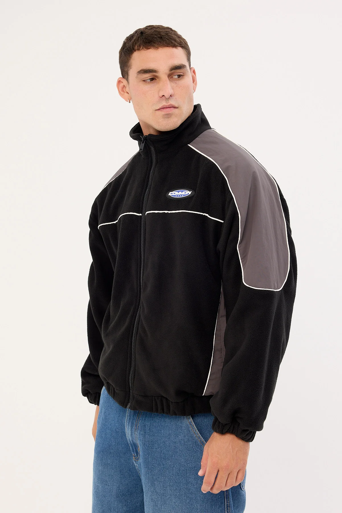 Common Need Rule Polar Fleece Panel Jacket Off Black - Image 4