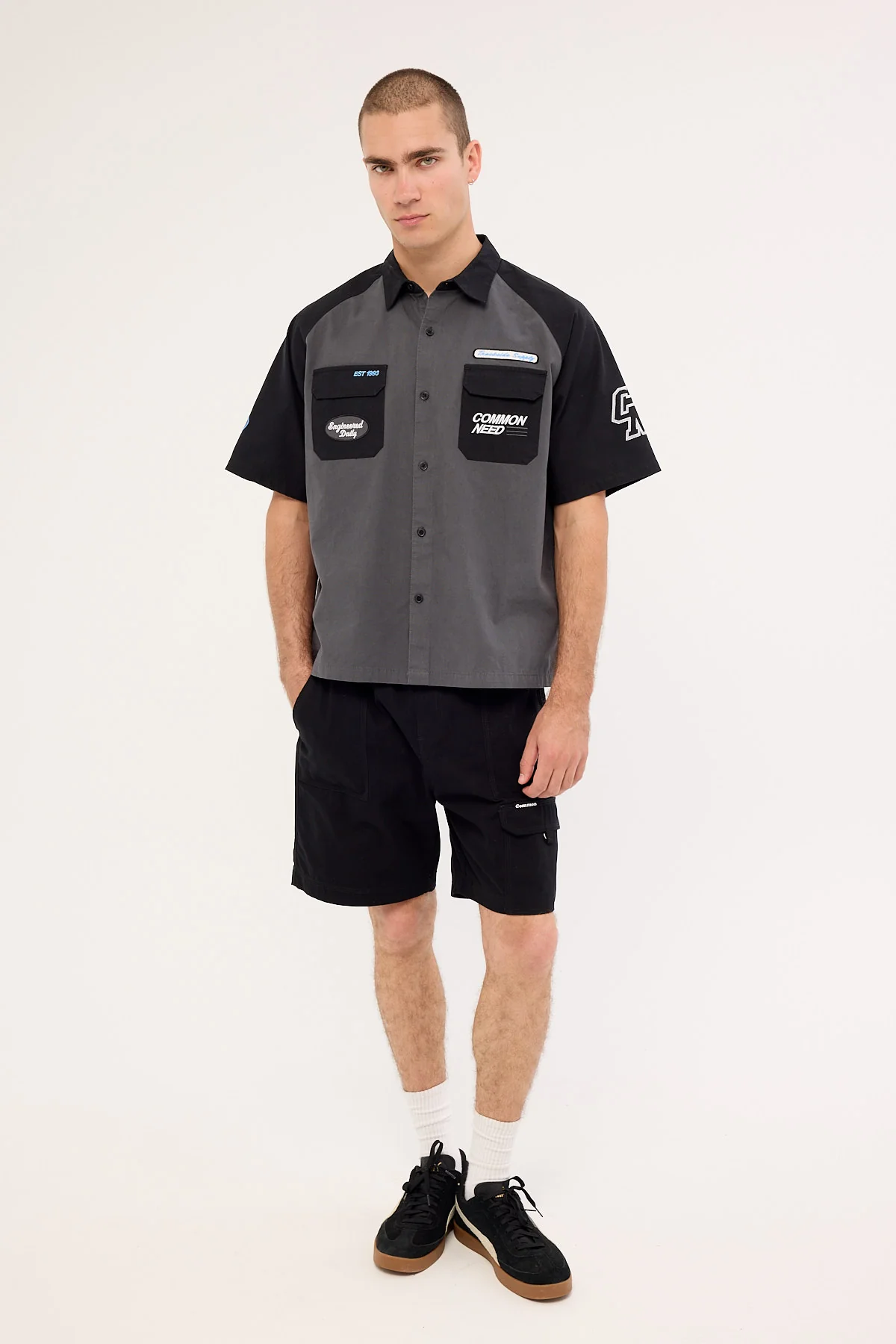 Common Need Ryder Boxy Standard Raglan Shirt Washed Black - Image 3