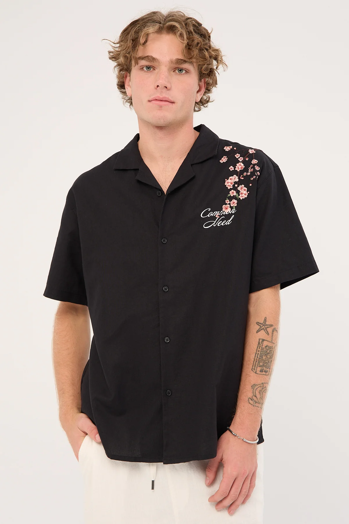 Common Need Sakura Resort Shirt Off Black - Image 3