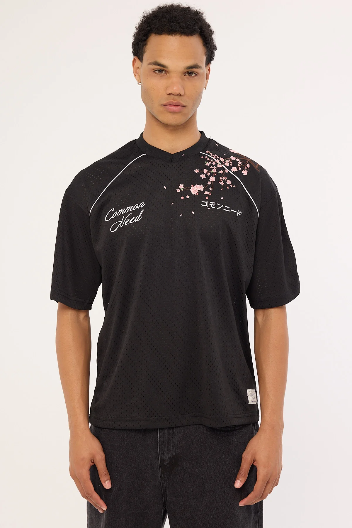 Common Need Sakura V Neck Jersey Off Black - Image 4