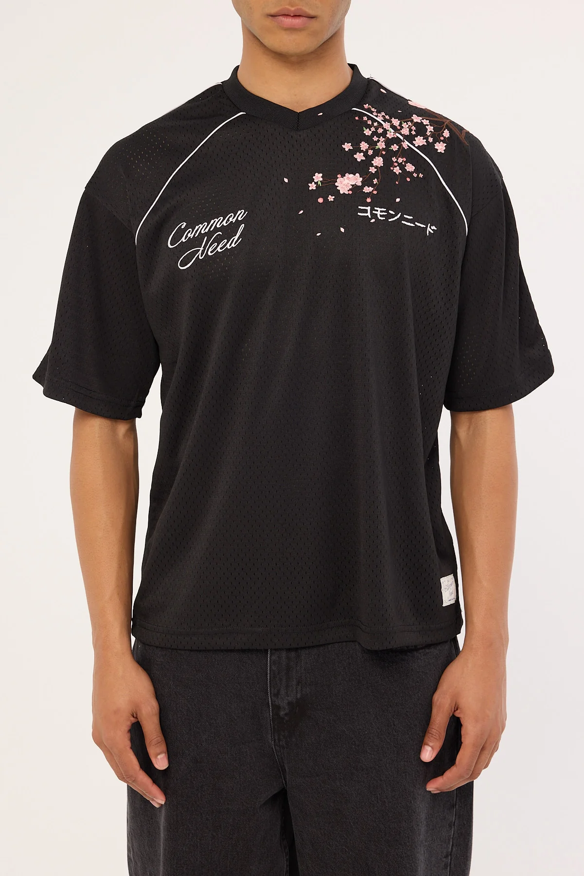 Common Need Sakura V Neck Jersey Off Black - Image 8