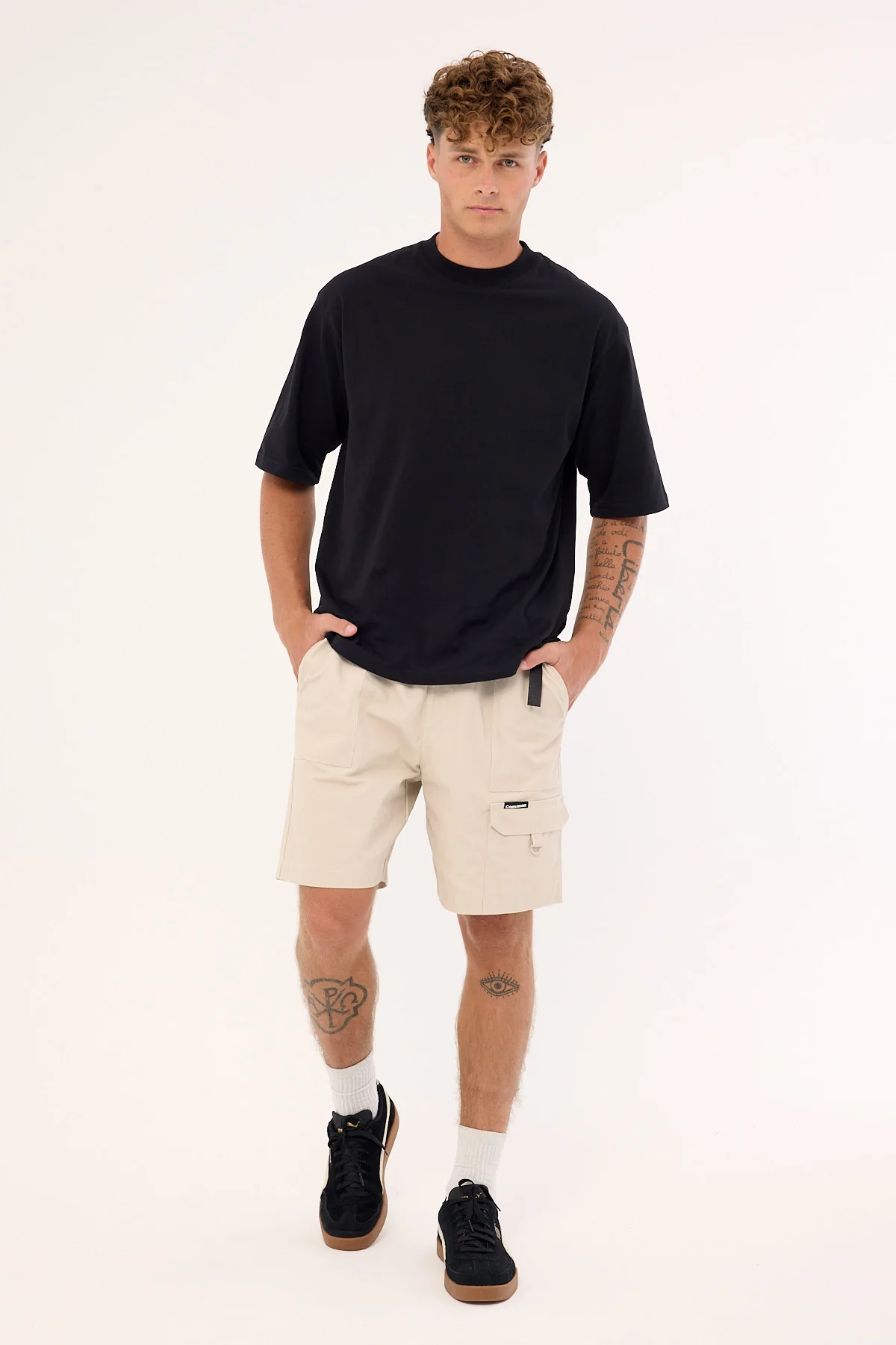 Common Need Sanctuary Organic Elastic Waist Cargo Short Beige