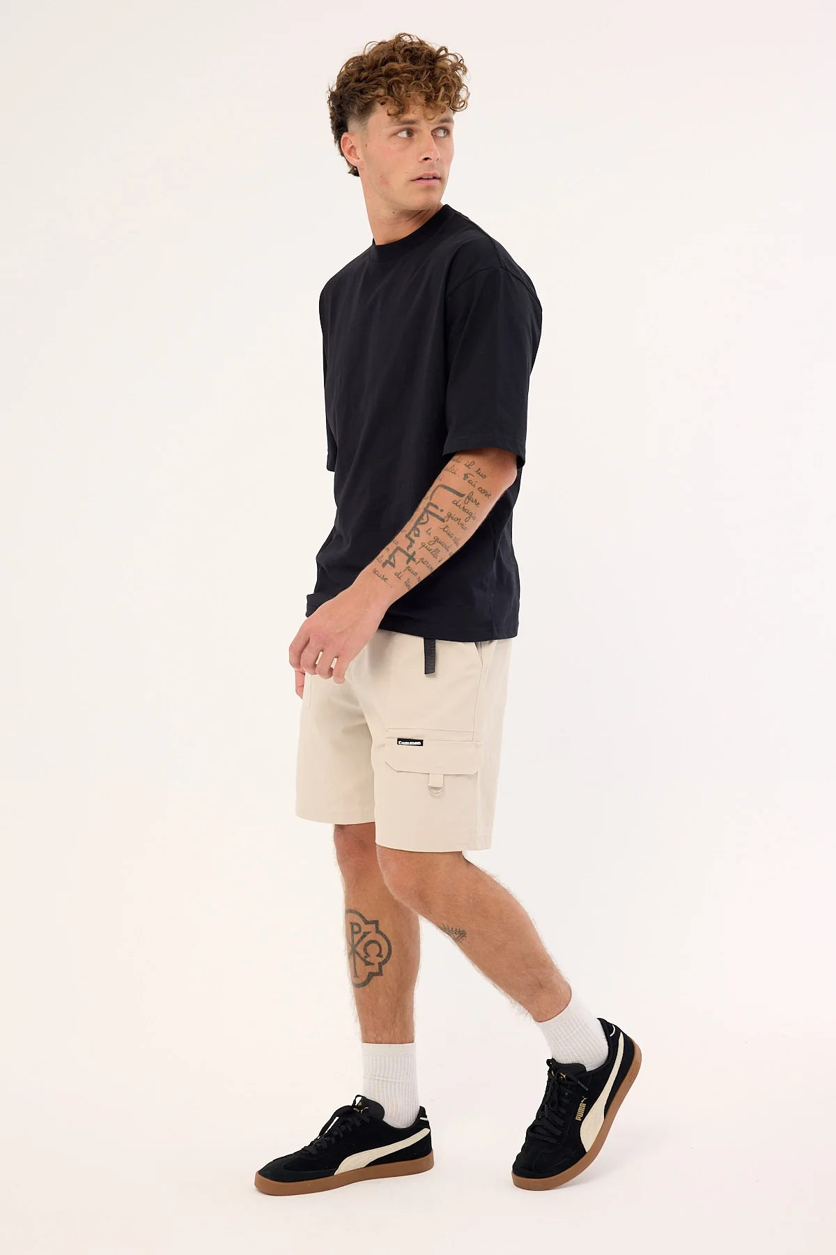 Common Need Sanctuary Organic Elastic Waist Cargo Short Beige - Image 4