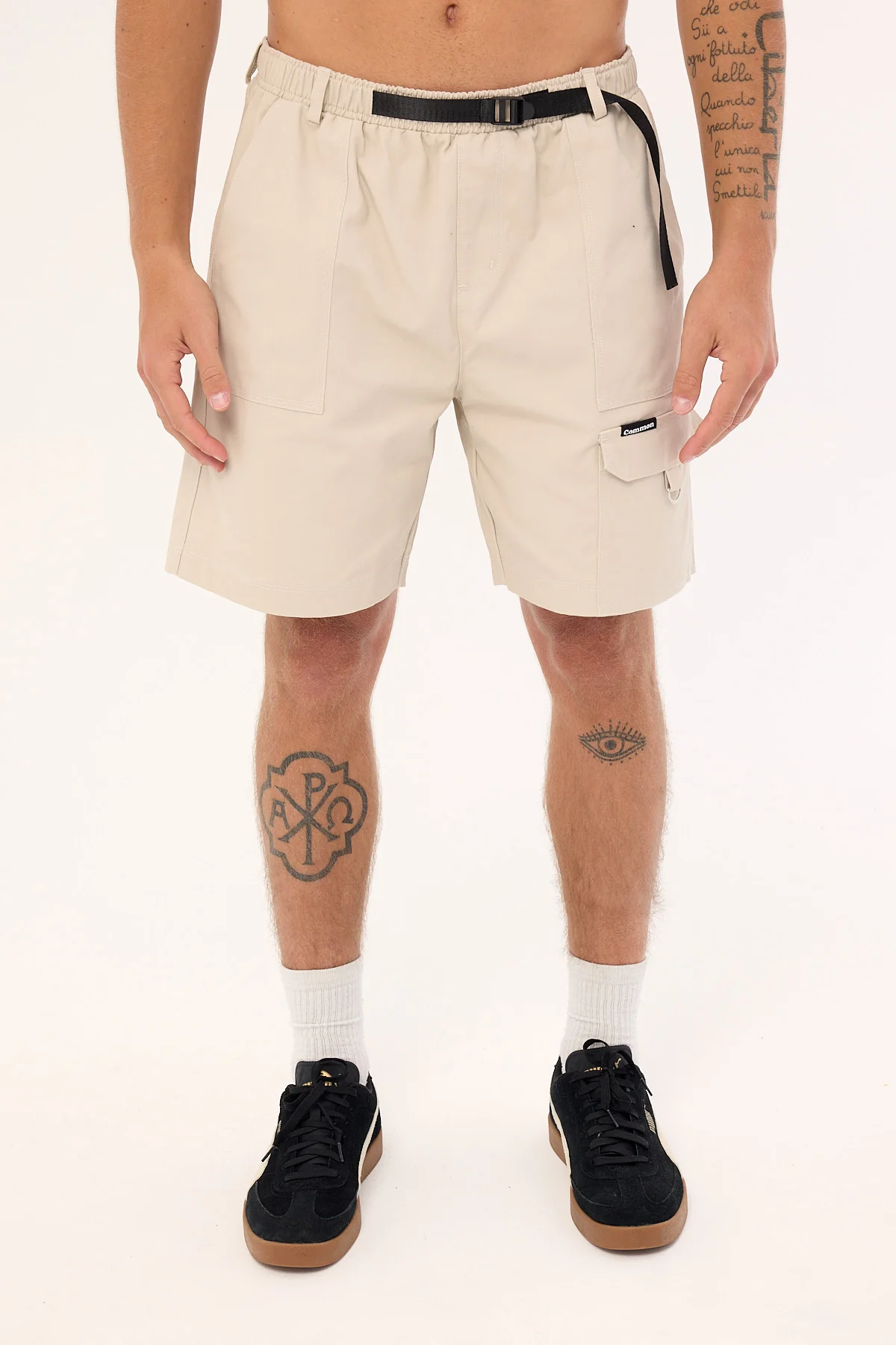 Common Need Sanctuary Organic Elastic Waist Cargo Short Beige - Image 7