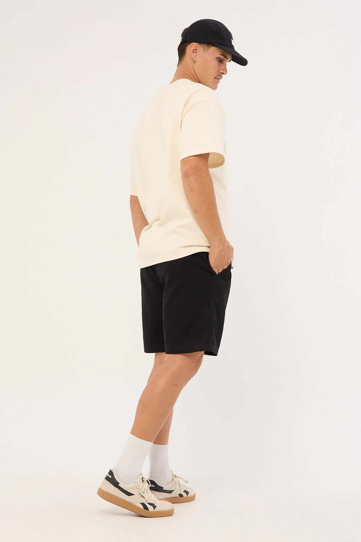 Common Need Sanctuary Organic Elastic Waist Cargo Short Black - Image 5