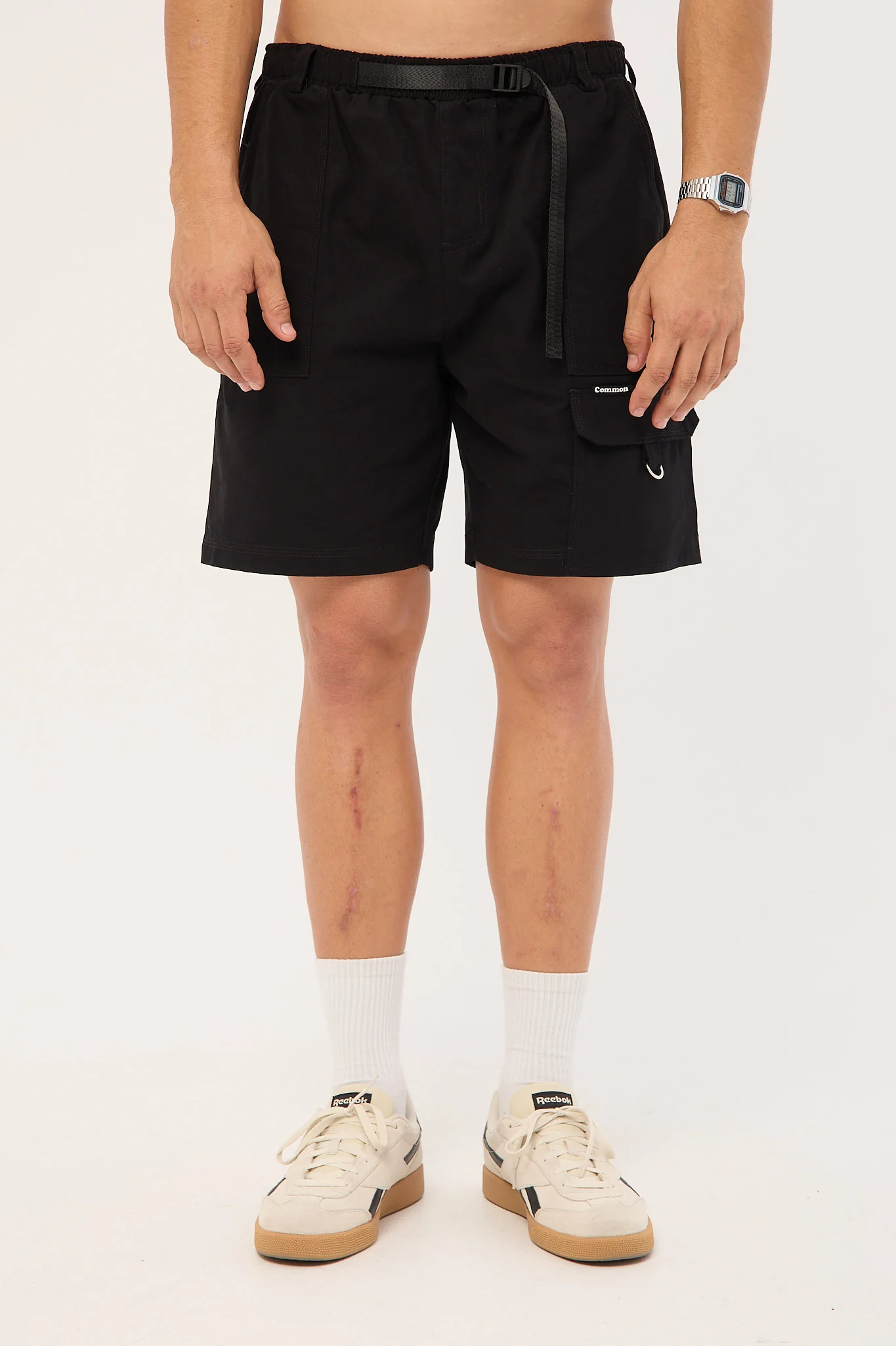 Common Need Sanctuary Organic Elastic Waist Cargo Short Black - Image 7