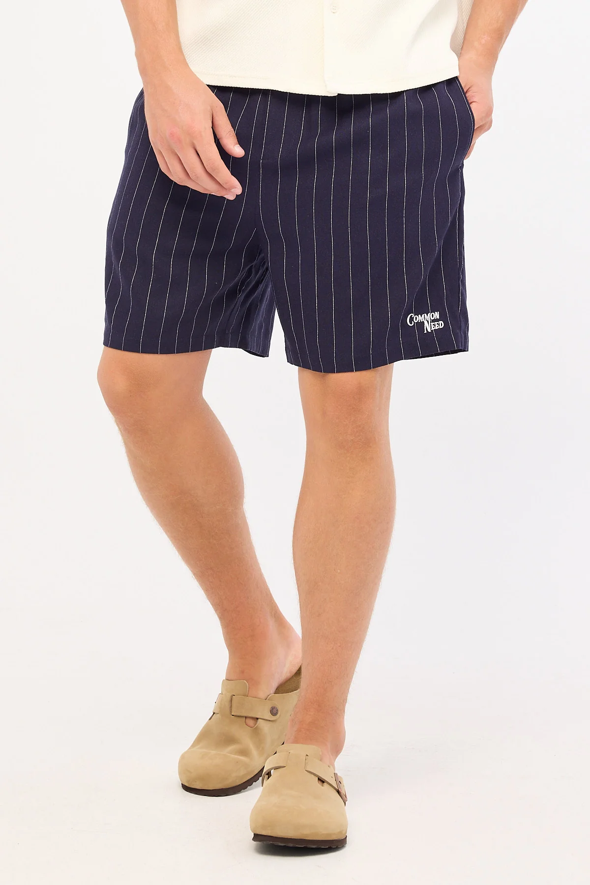 Common Need Santorini Elastic Waist Short Navy Stripe - Image 2
