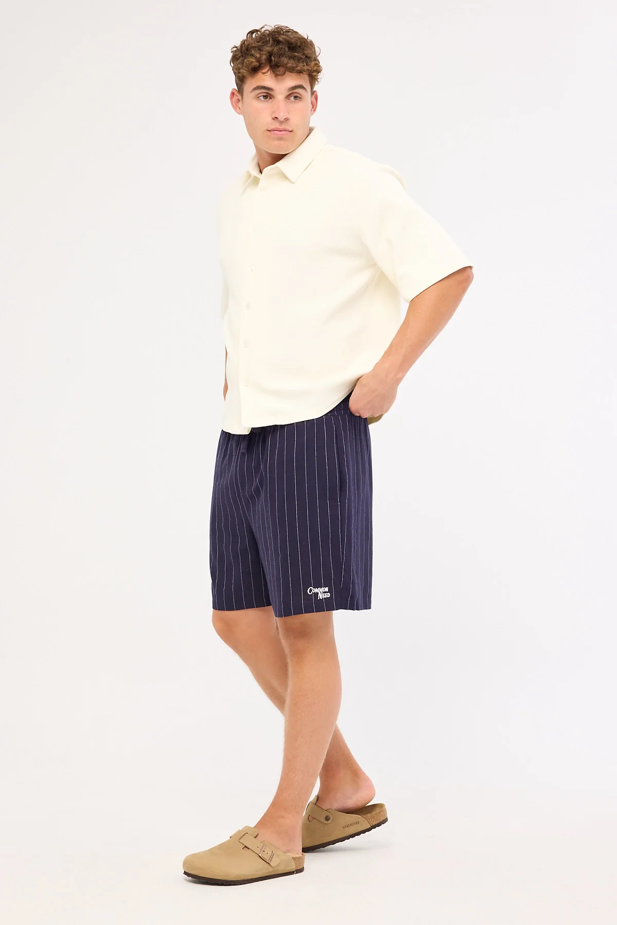 Common Need Santorini Elastic Waist Short Navy Stripe - Image 3