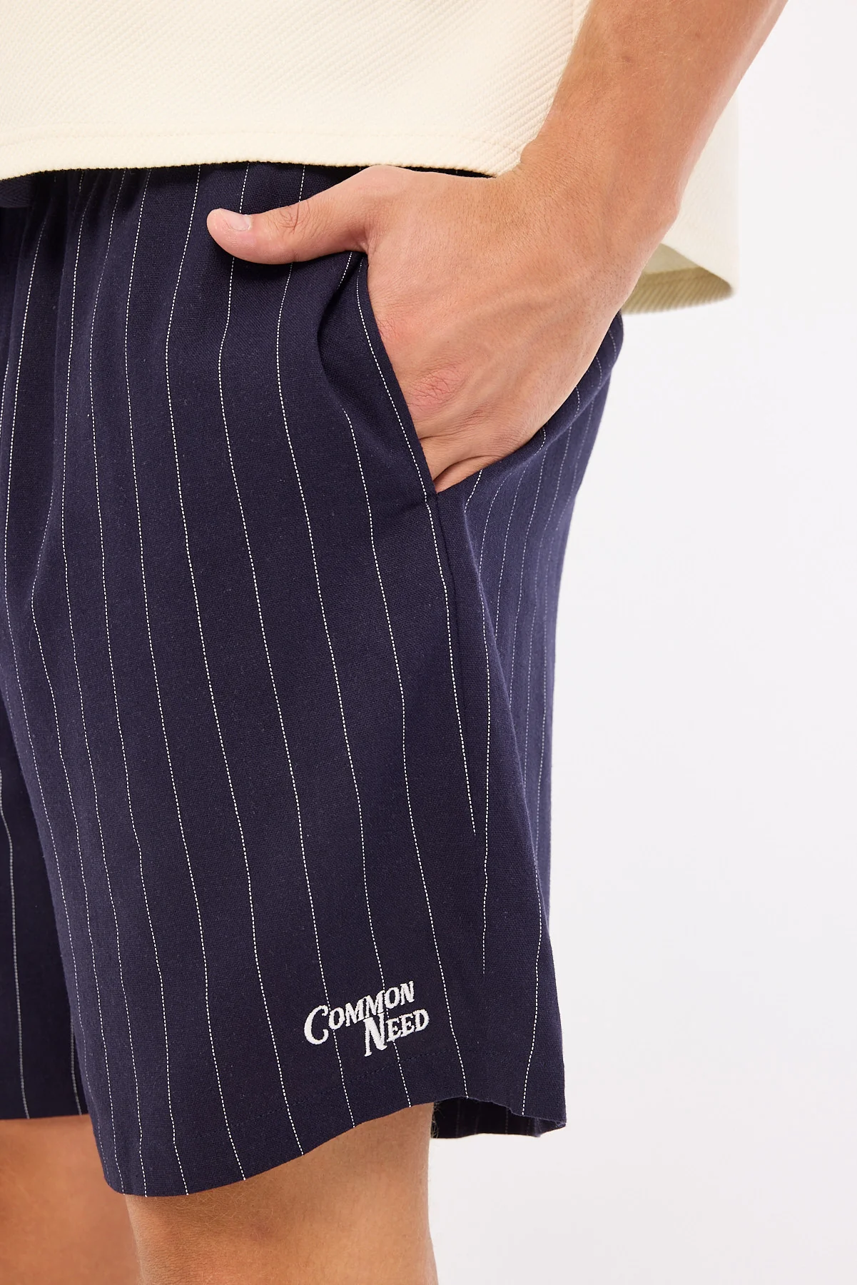 Common Need Santorini Elastic Waist Short Navy Stripe - Image 6