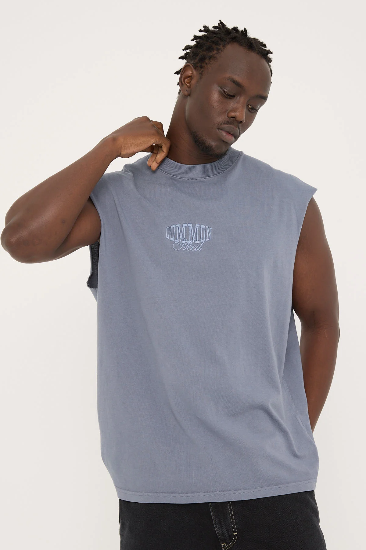 Common Need Scholar Heavyweight Muscle Tank Washed Blue - Image 3