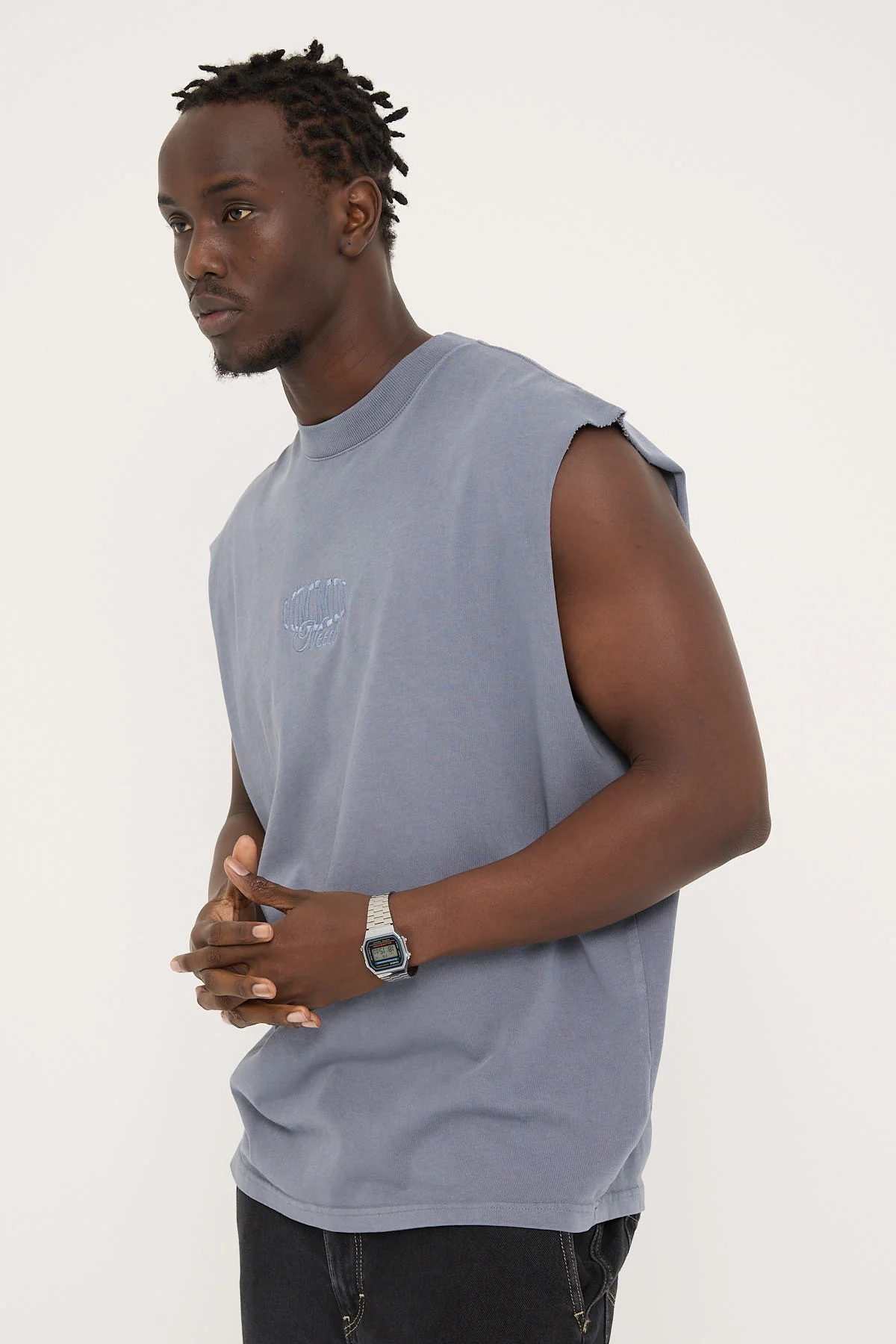 Common Need Scholar Heavyweight Muscle Tank Washed Blue - Image 4